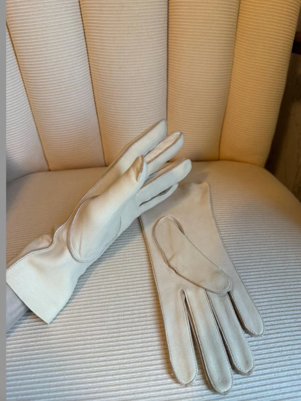 Vintage Cream Deerskin Leather Dress Gloves | Soft Grain Size 7